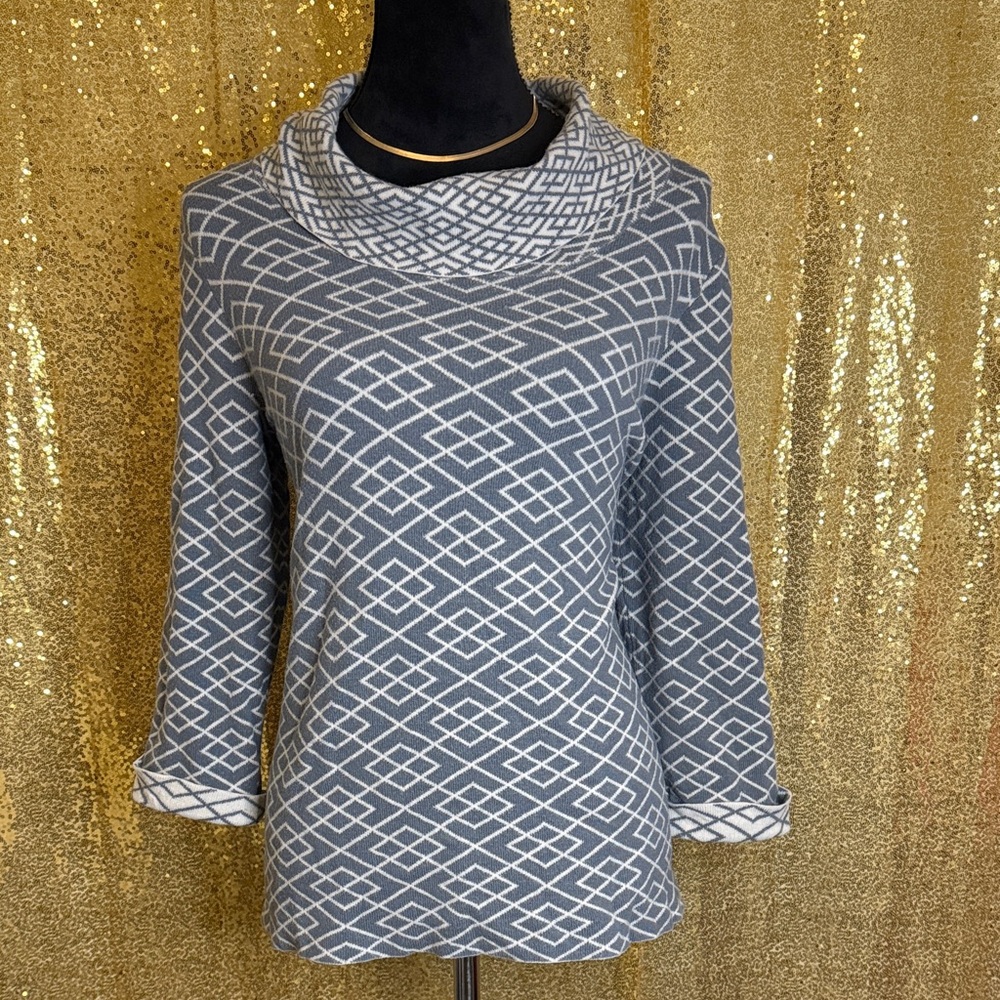 Anthropologie Moth Galena Cowled pullover Sweater Gray and White 25% alpaca